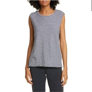 Niki Lotan Blue and White Stripped Muscle Tee - S